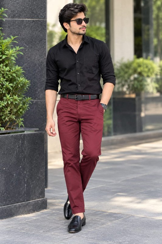 Hunter Man's maroon colour formal pants
