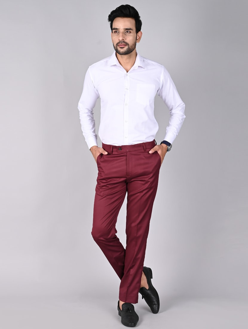 Hunter dark Maroon Colour formal pant