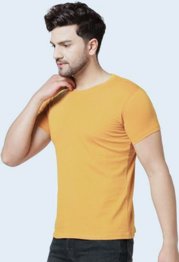 Hunter Man's yellow colour round neck T-shirt