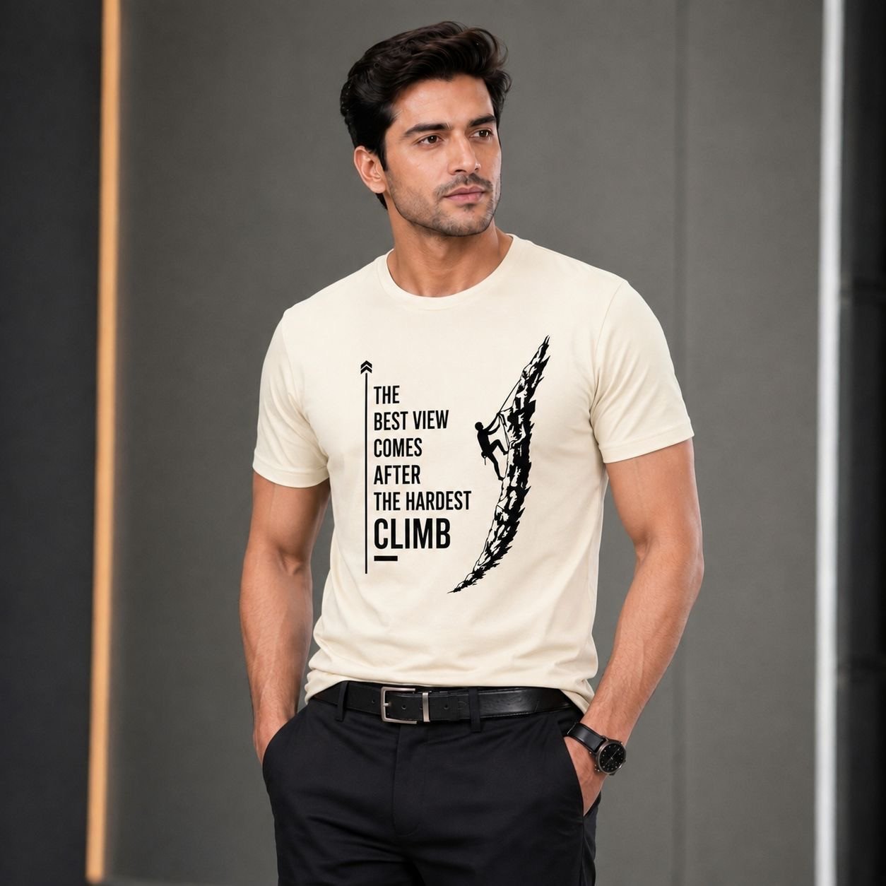 Cream colour Round neck T-shirt