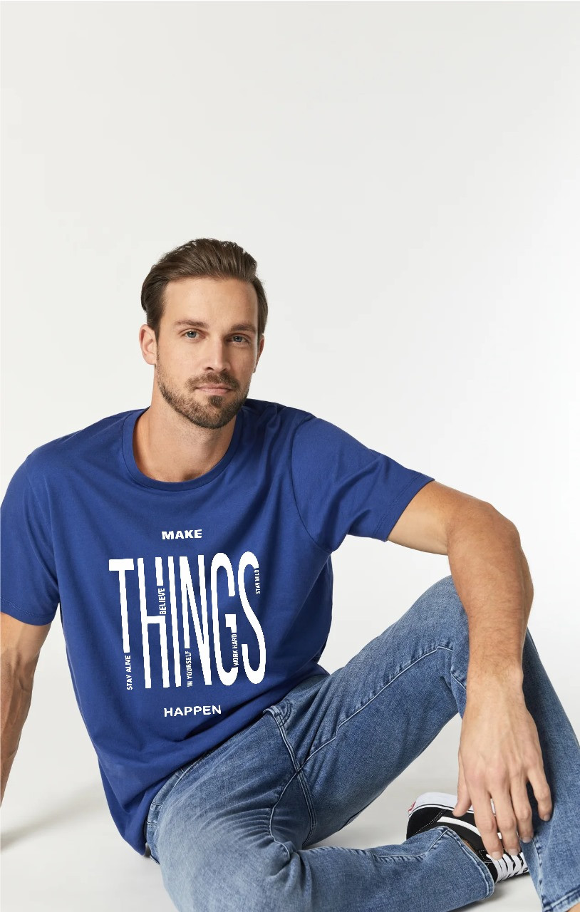 hunter Man's dark blue colour round neck T- Shirt