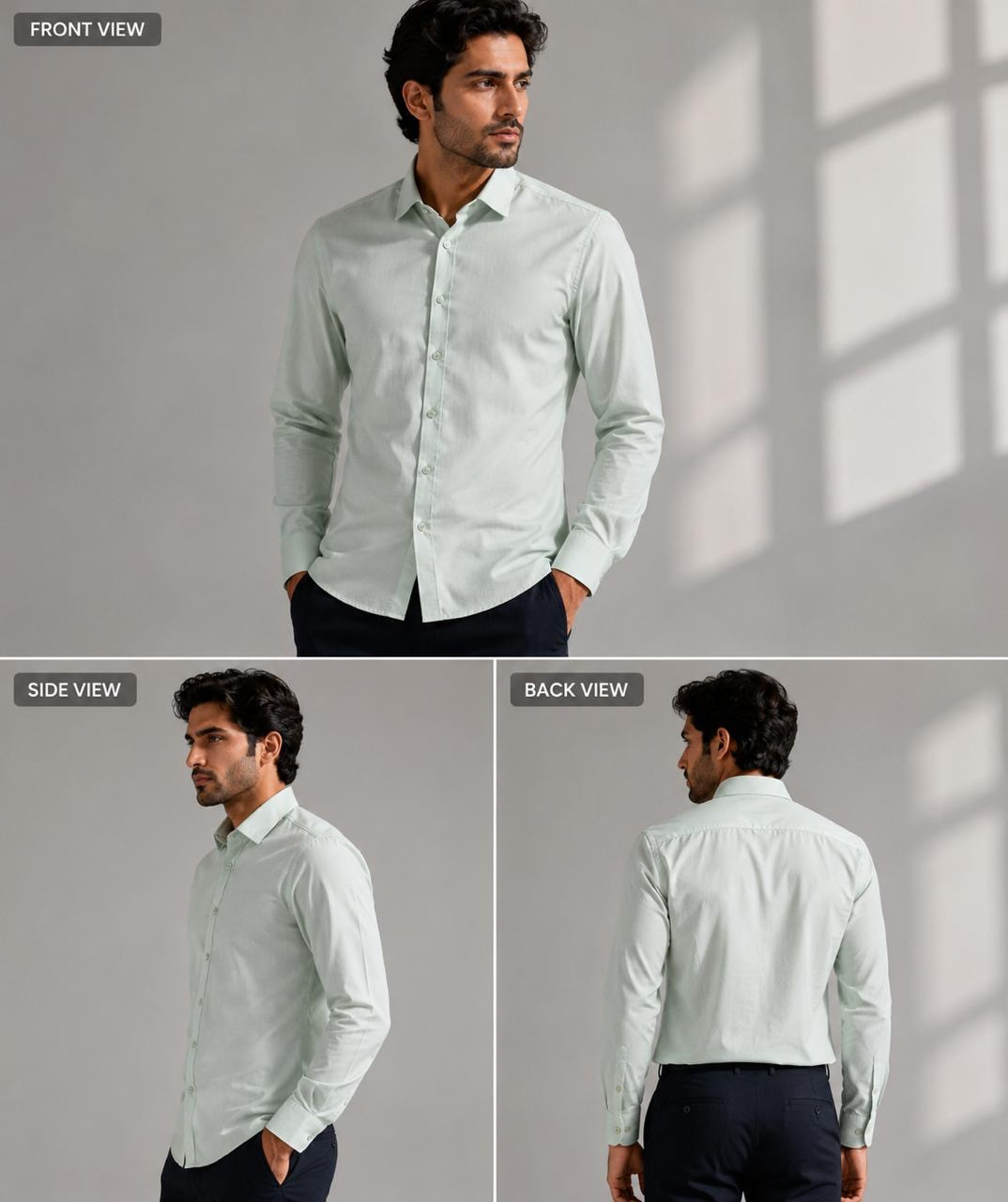 hunter Man's mint green classic collar Shirt