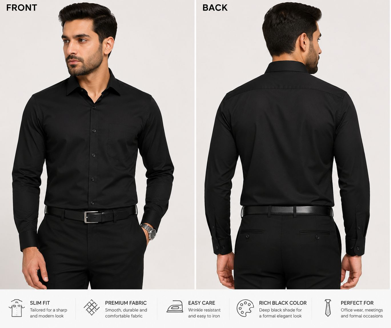 Hunter Man's regular black formal shirt