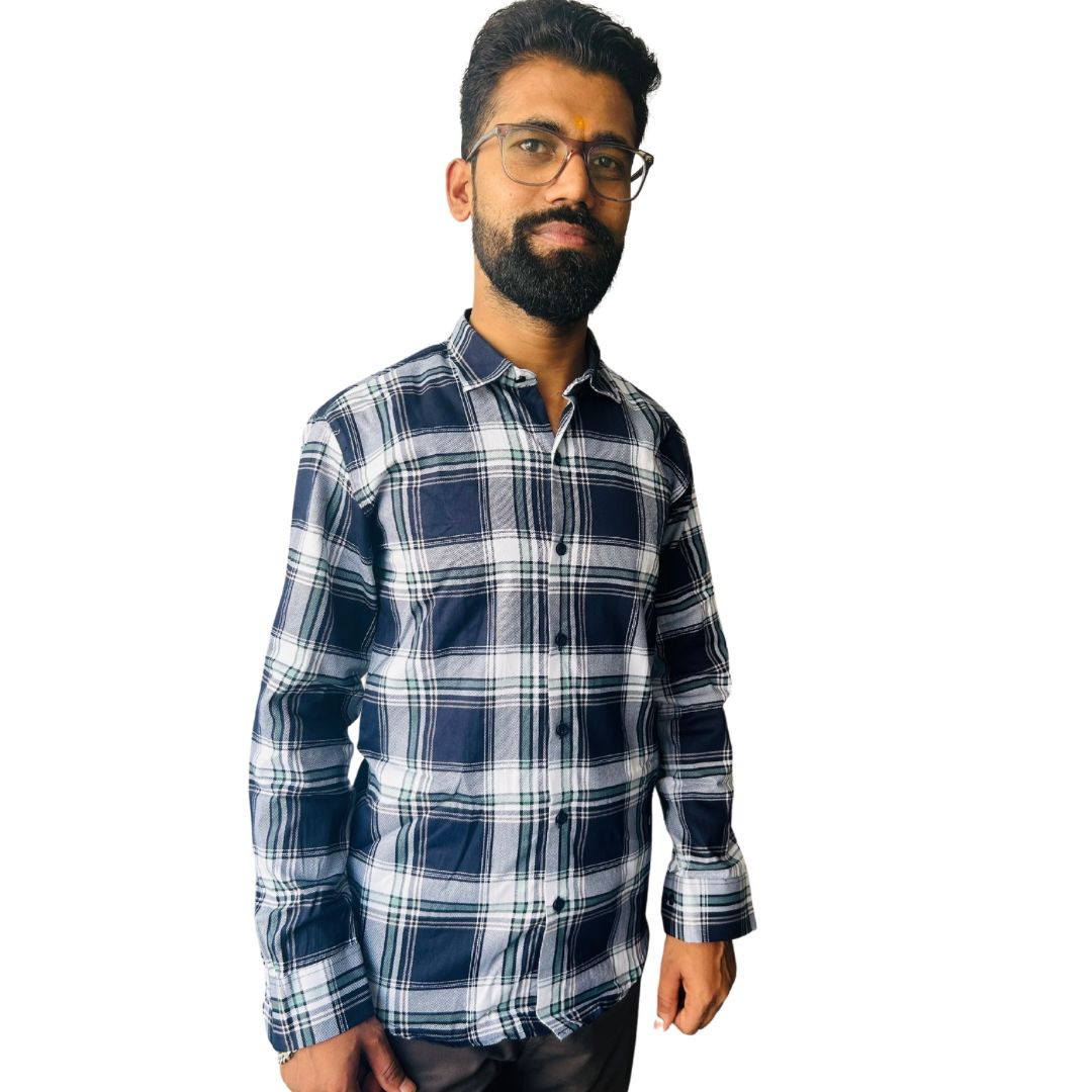 Hunter Men's classic blue checkered shirt 15